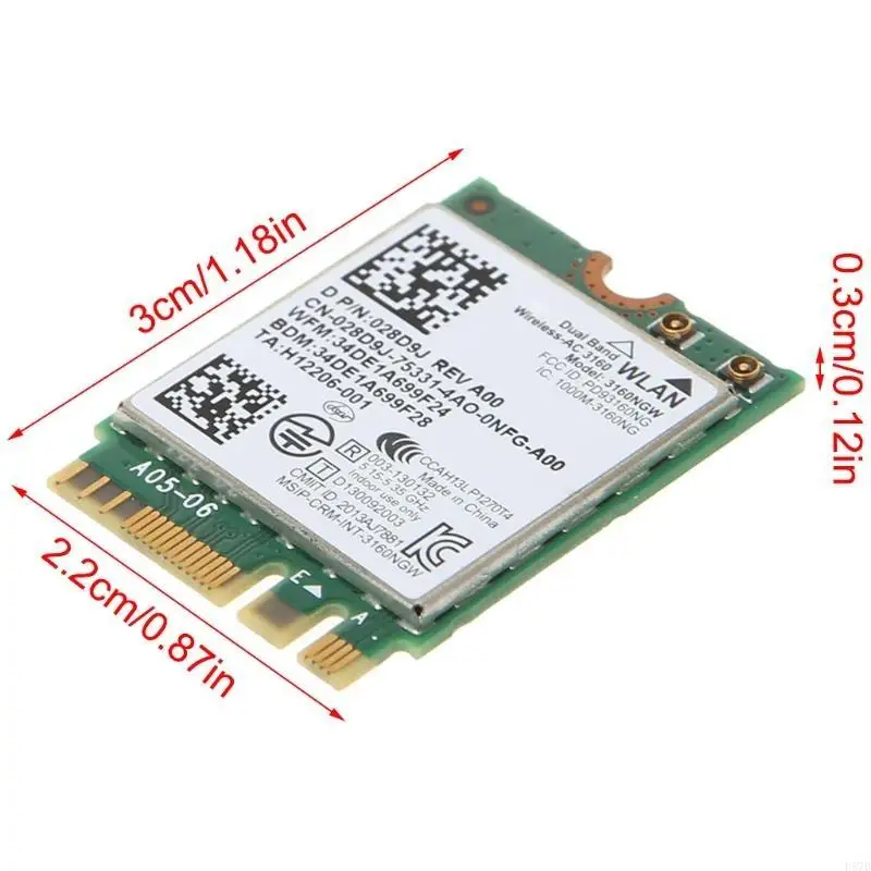 3160 3160ngw WiFi Card Bluetooth-kompatible Dualband 433Mbit / s Netzwerkadapter