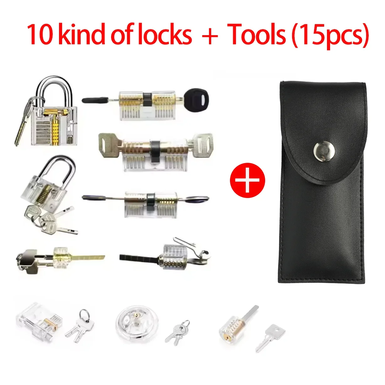 10 kinds multi-pal Transparent locks Practice Locksmith Training Tools Visible Lock Pick Sets