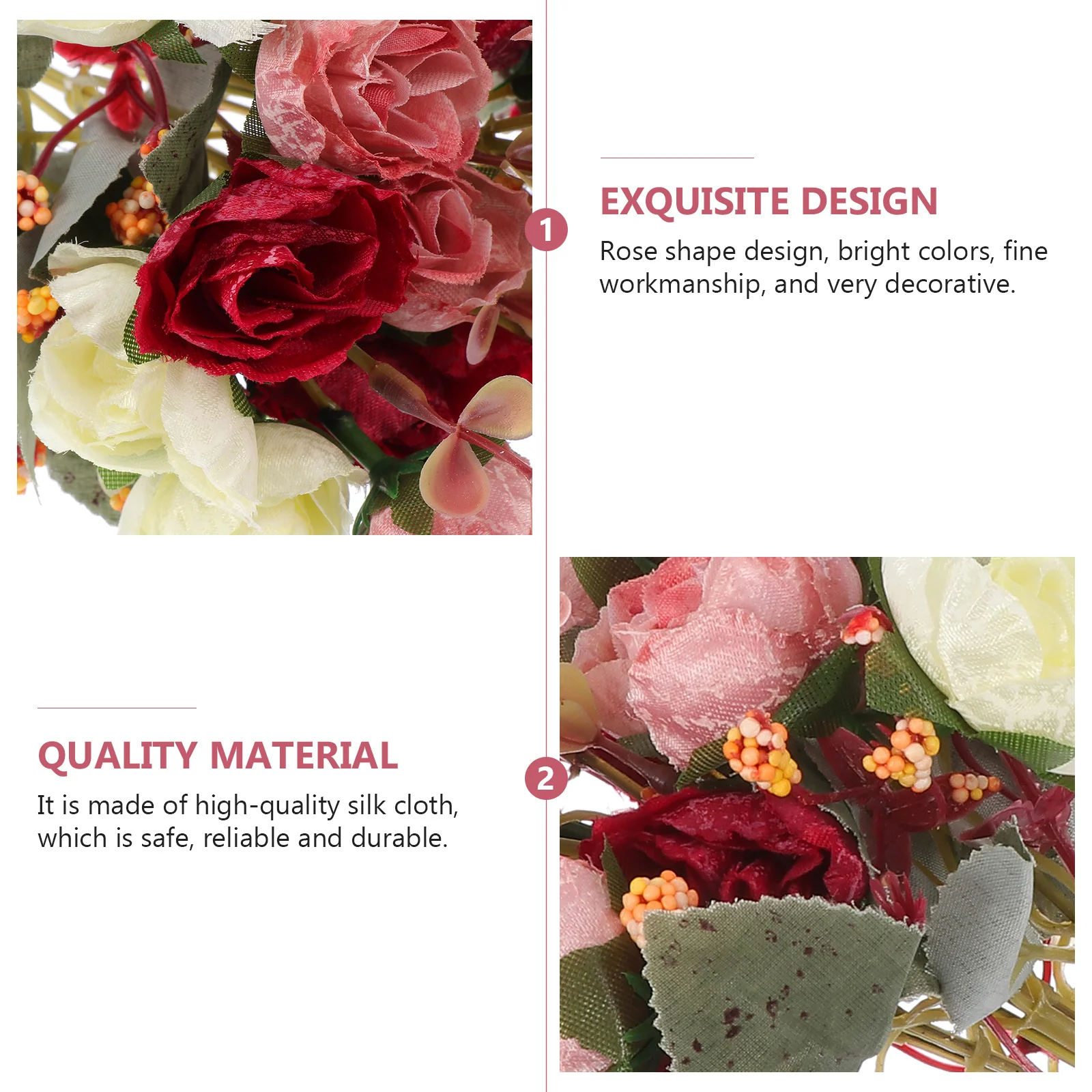 

2Pcs Silk Cloth Rose Bouquet Fake Flower Decor Wedding DIY Home Craft Project Graduation Ceremony Decoration Ornament