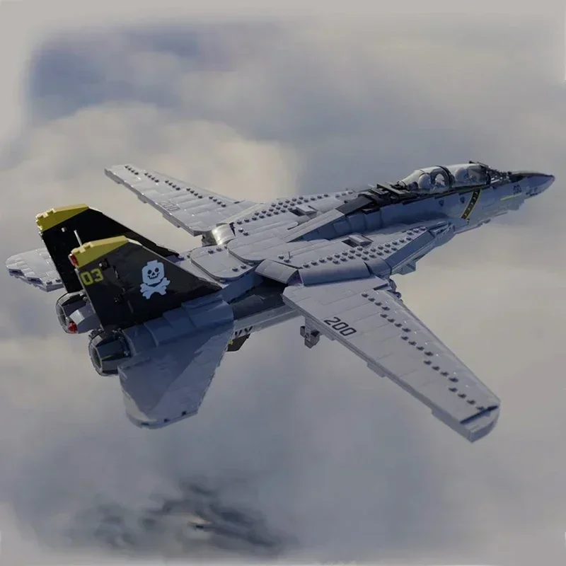 Série militar moc tijolos de construção f14 tomcat lutador modelo tecnologia blocos de aeronaves modulares diy conjunto montagem presente natal