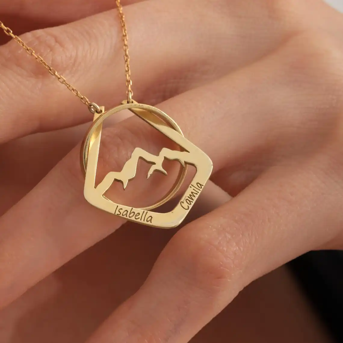Custom Ring Holder Necklace Mountain Silver Ring Keeper Necklace Stainless Steel Necklace Ring Holder Personalized Gift for Mom