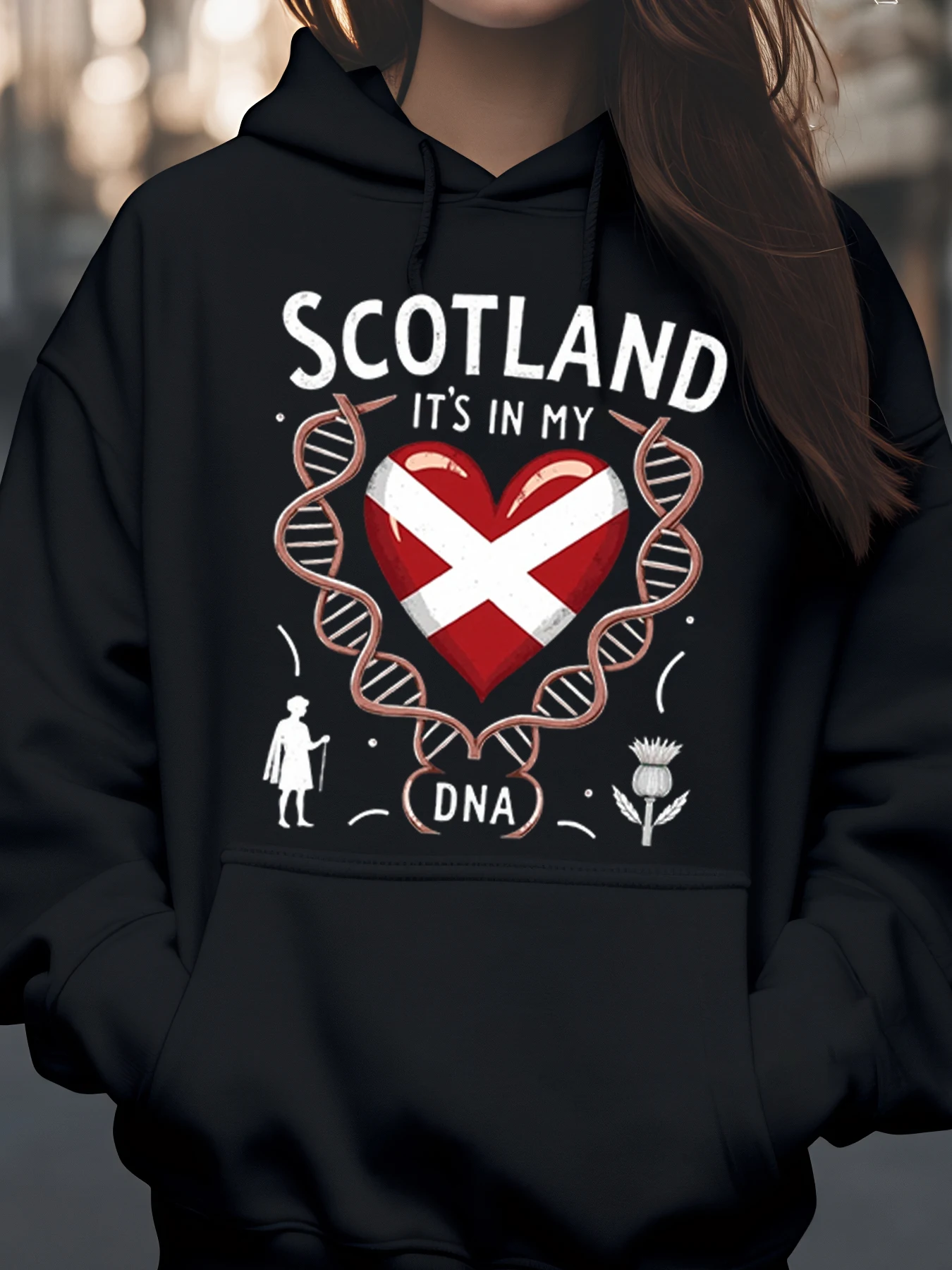 Sudadera con capucha con estampado de Dna y corazón de la bandera de Escocia, ropa informal para el día de San Patricio para mujeres y hombres