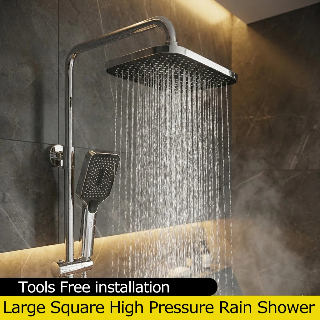Yalandeng Electroplating / Black Large Flat Square Shower Head, Bathroom Ceiling Shower Head, Universal G1/2 Interface view 6