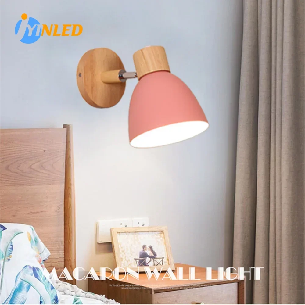 

Nordic Macaroon 6 Color Steering Head E27 85-285V Interior Wall Lights Bedside Wall Sconce Modern Wall Light Sconces for Bedroom