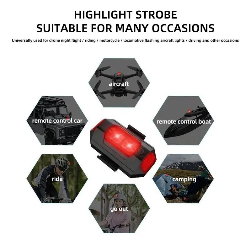 1pc uniwersalny światło stroboskopowe do skutera motocyklowego LED Anti-ostrzeżenie o kolizji światła 7 kolorowy dron wskaźnik sygnału