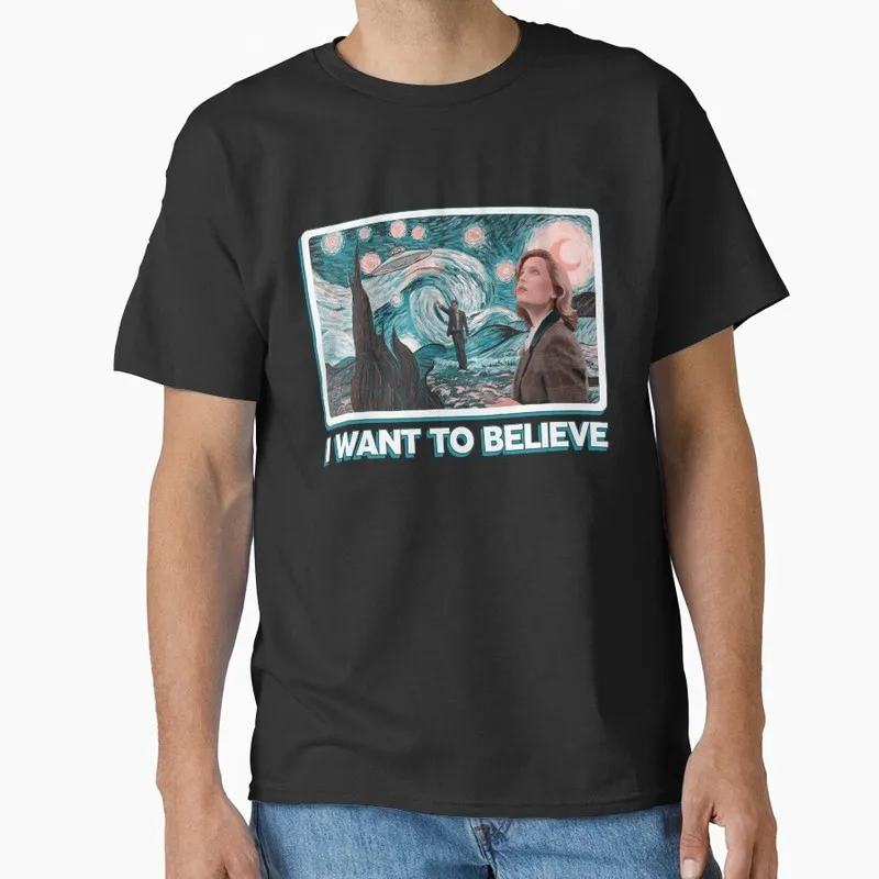 I Want To Believe Retro Sci fi tv series The X Files Gift t shirt 1104 Retro Alien movie Graphic clothes All size tops S-6XL