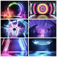 MOON.QG 3D Neon Color Dance Stage Backdrop for Photography Women Men Birthday Photography Background Shimmer Party Photo zone