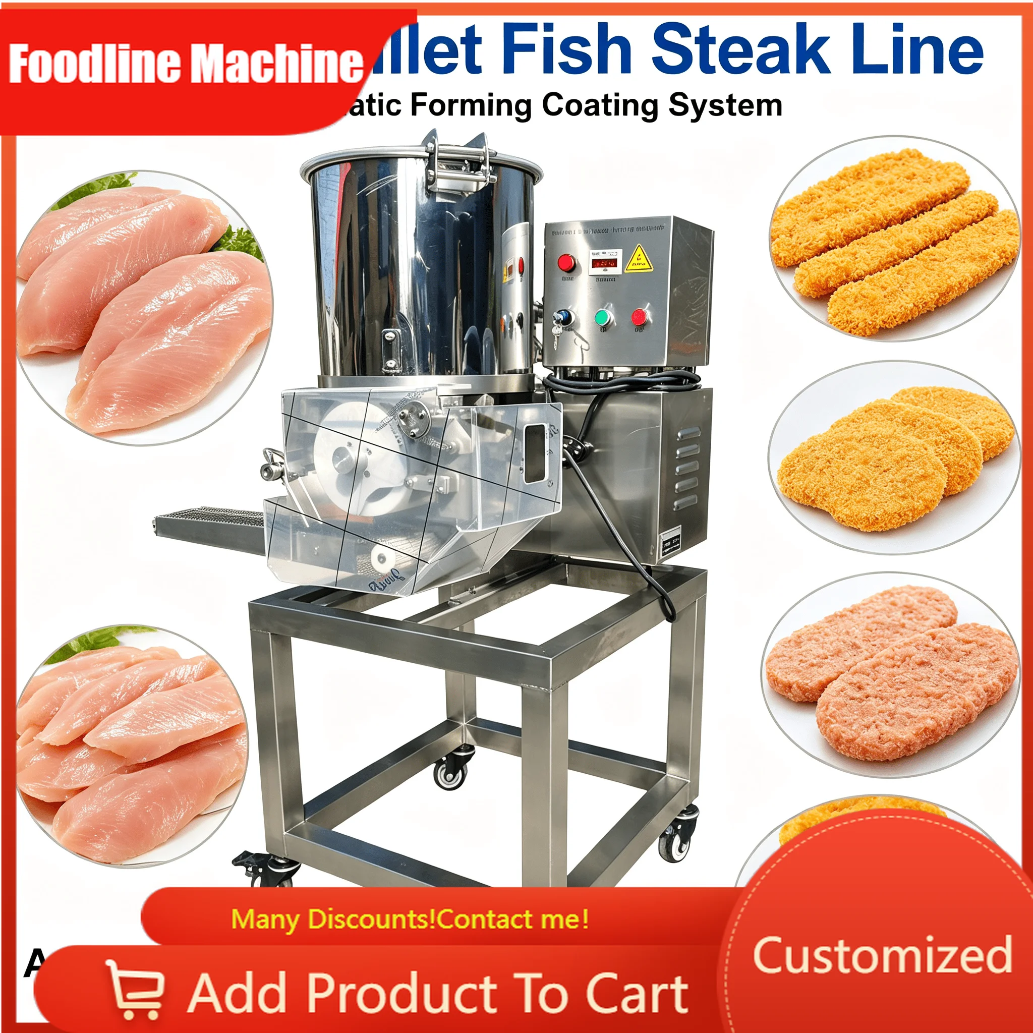 Meat Burger Patty Making Machine Adjustable Molding Equipment for Aquatic Product Fish Steak Forming Business Customized