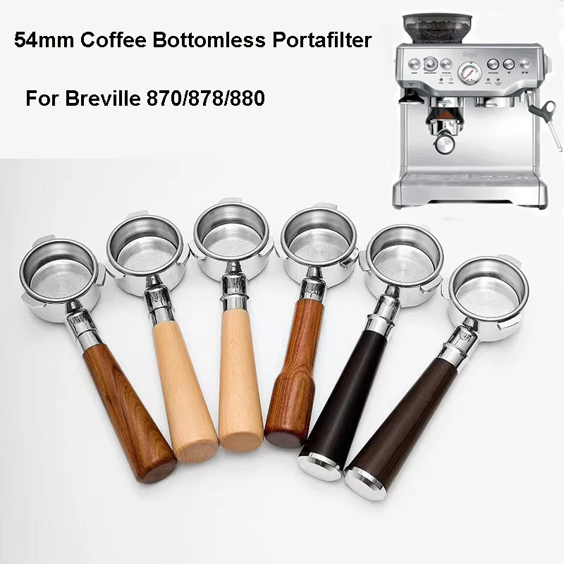 54mm Coffee Bottomless Portafilter for Breville Barista Series with 2 Cup Filter Basket Replacement Espresso Machine