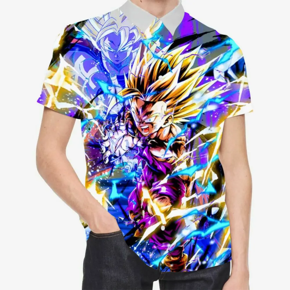 

Super Saiya Men's Shirt Social Y2k Dragon Ball Z Original Shirts Summer Blouse Anime Goku Male Clothes Short Sleeve Harajuku 5XL