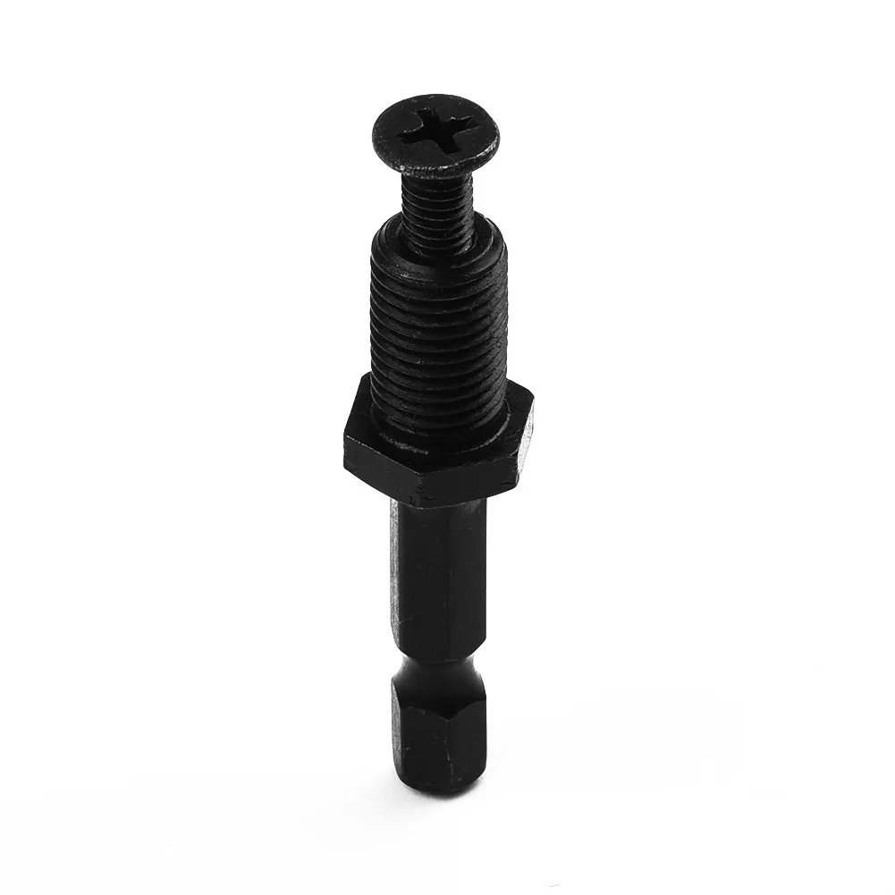 Adaptador de acero de vástago hexagonal 1/4 a tornillo de rosca macho de 3/8 pulgadas-24UNF para brocas, mandril negro sin llave, acero de bloqueo