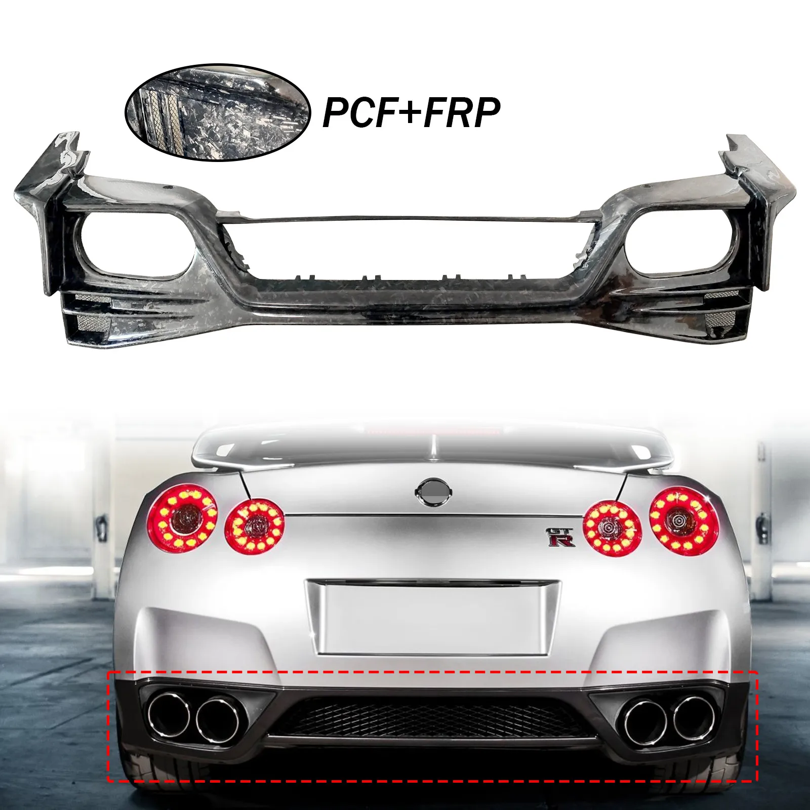

For Nissan GT-R R35 2008-24 M-17 Style Rear Bumper Spoiler Lip Forged PCF+FRP