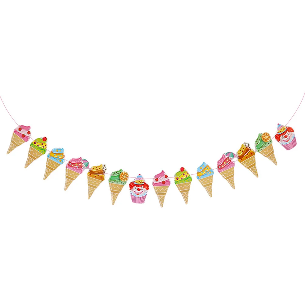 

Ice Cream Shape Pull Flag Summer Theme Garland Decorative Colorful Paper Banners