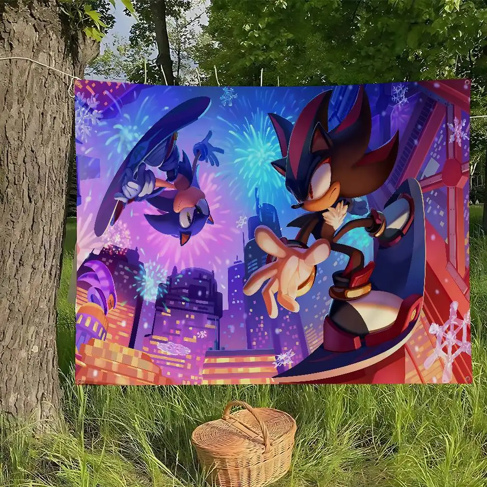 Cartoon S-Sonics Printed Large Flag Art Science Fiction Room Home Decor Decor Banner