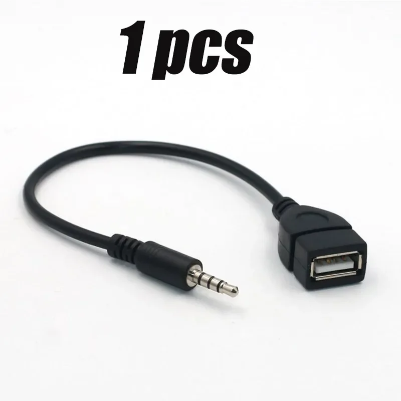 1/2/4/6/8/10Pcs Schwarz Auto Audio Kabel Zu USB Audio Kabel Auto Elektronik für Spielen Musik Auto Audio Kabel USB Kopfhörer Konverter