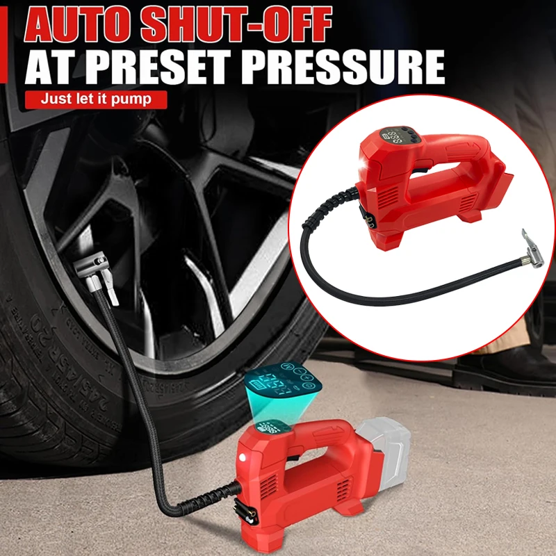 

Для Milwaukee 18 В аккумулятор 150PSI беспроводной портативный автоматический воздушный насос для накачивания шин с цифровым манометром для автомобильных мотоциклов