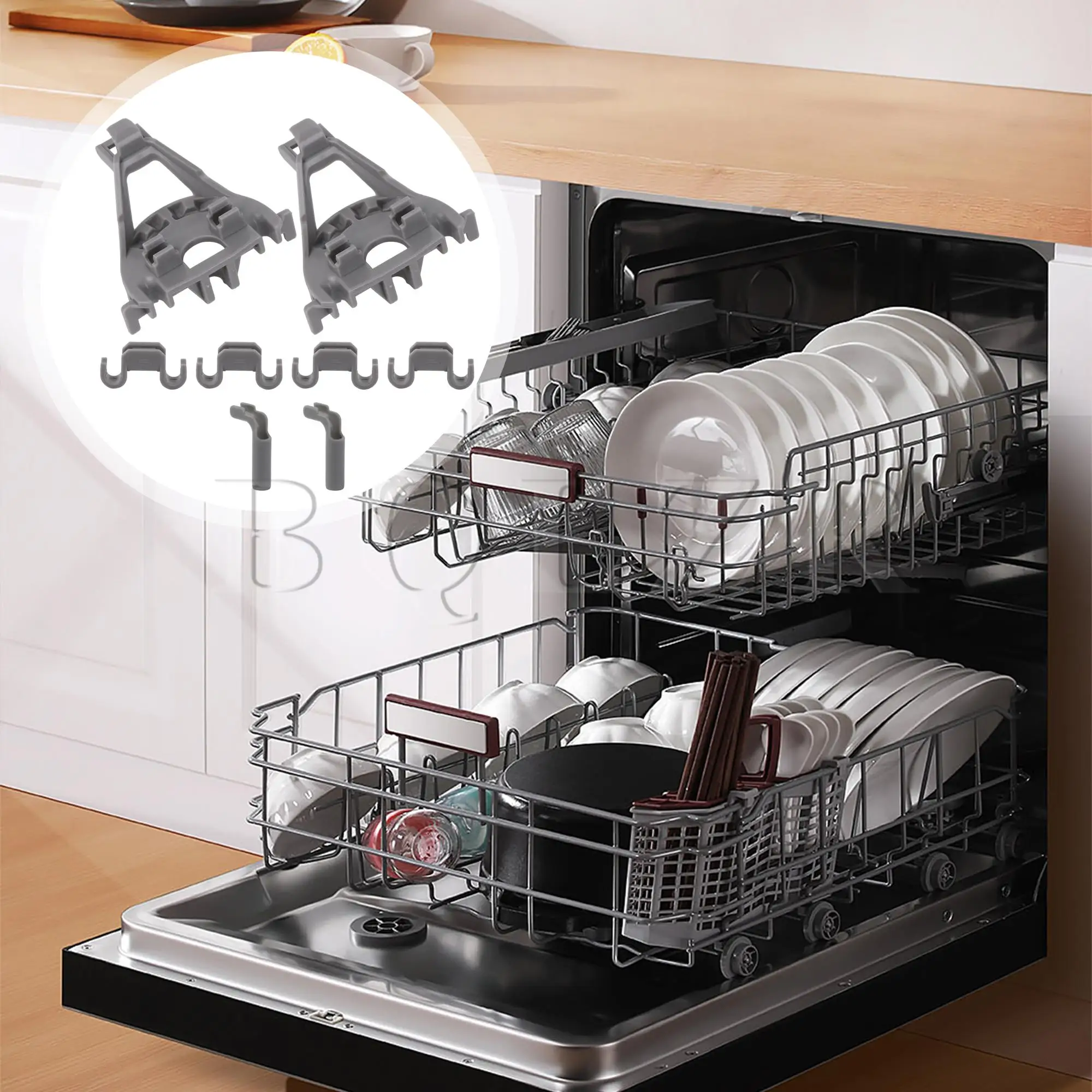 BQLZR 428344 Upgrade Dishwashers Bearing Lower Rack Flip Tine Clip Kit Grey