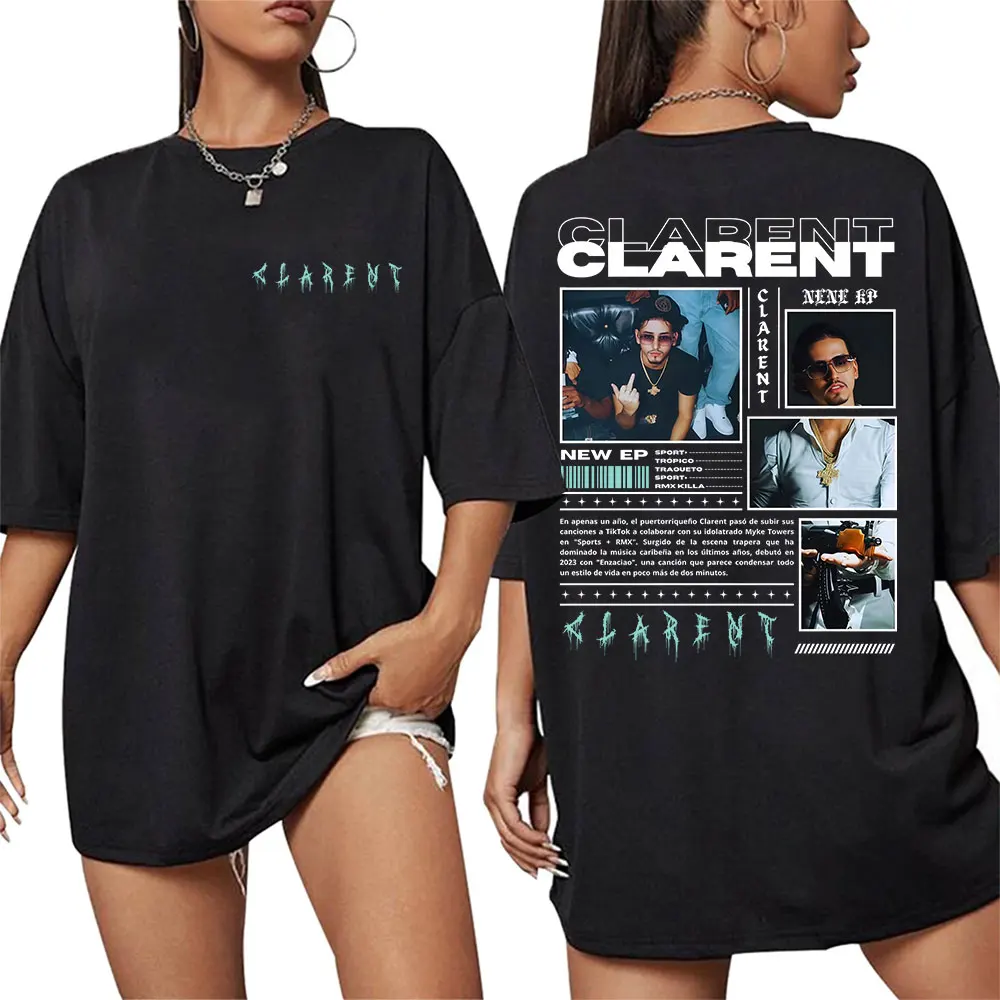 

Мужская футболка с рэпером CLARENT Album в стиле хип-хоп, женская повседневная хлопковая удобная футболка Y2K Street с коротким рукавом, хлопковая футболка высокого качества