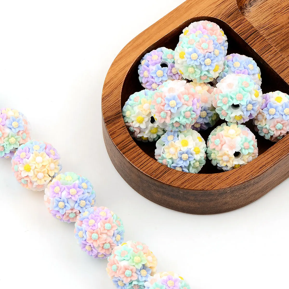 4pcs 2cm Round Flower Ball Shape Resin Acrylic Beads High Quality DIY Pen Earrings Bracelets Necklace Jewelry Making Accessories