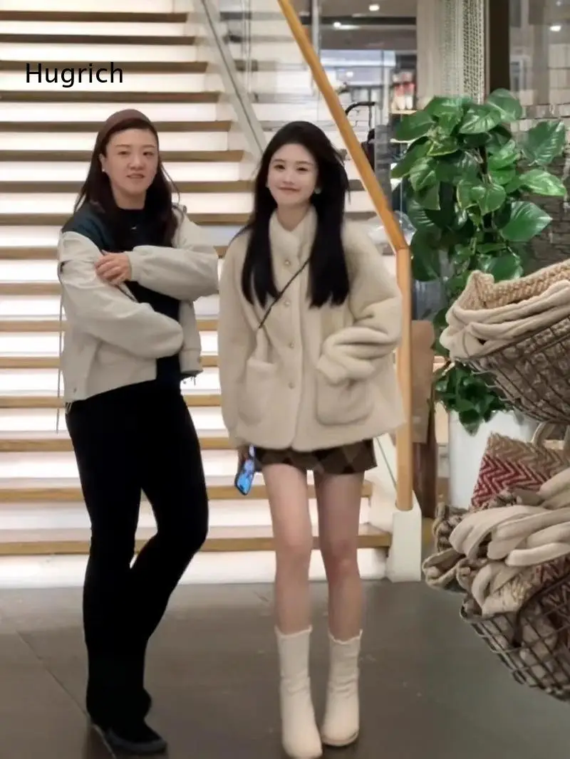 Women's Faux Fur Short Coat Winter Warm Fluffy Jacket Casual Loose Fit Outerwear Beige White Black Pink Grey Brown