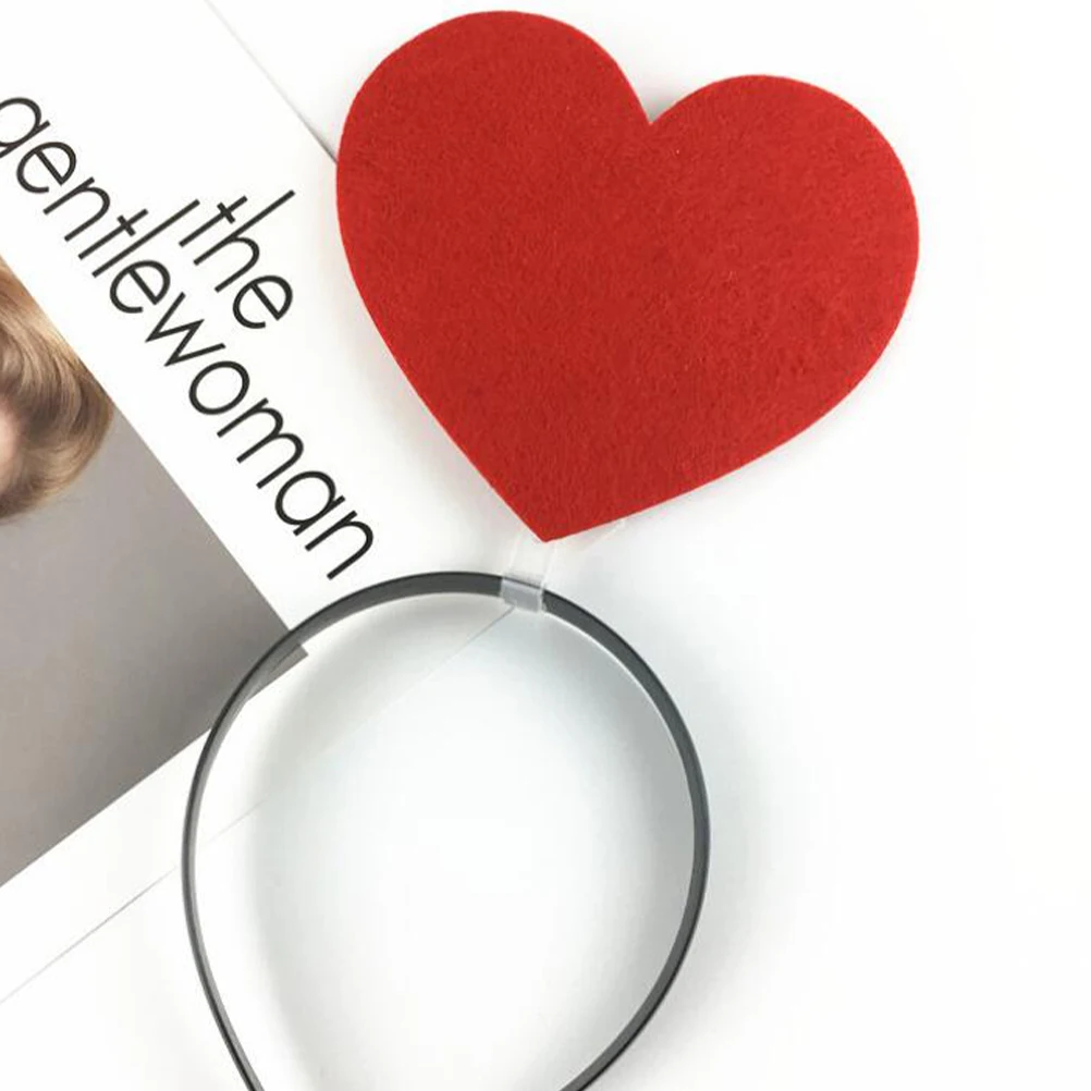 

2Pcs Heart Shaped Hair Hoop Set Girls Love Headb Red Cloth Breathable Comfortable Daily Wear Valentine Accessories Hair