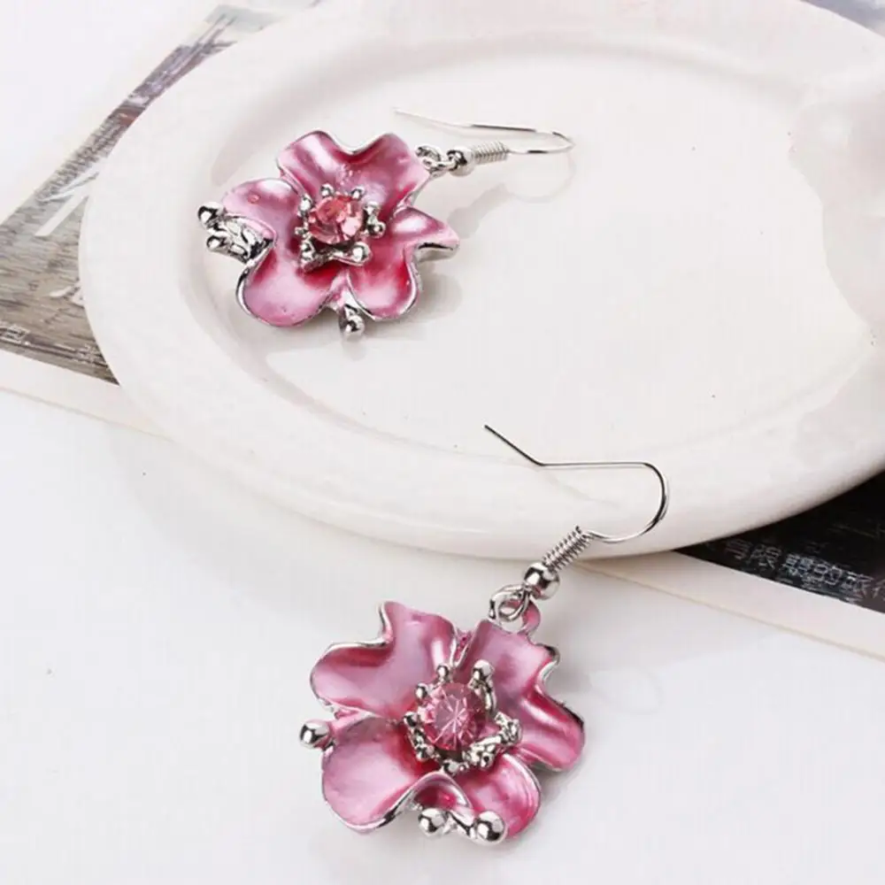 Multicolor Women Jewelry Sets Flower Rhinestone Inlaid Pendant Necklace Earrings Jewelry Set Bridal Wedding