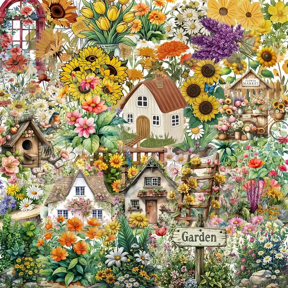 10/50pcs Transparent INS Style Flower Garden Stickers Aesthetic Natural Plants Decals Kawaii DIY Phone Stationary PET Sticker