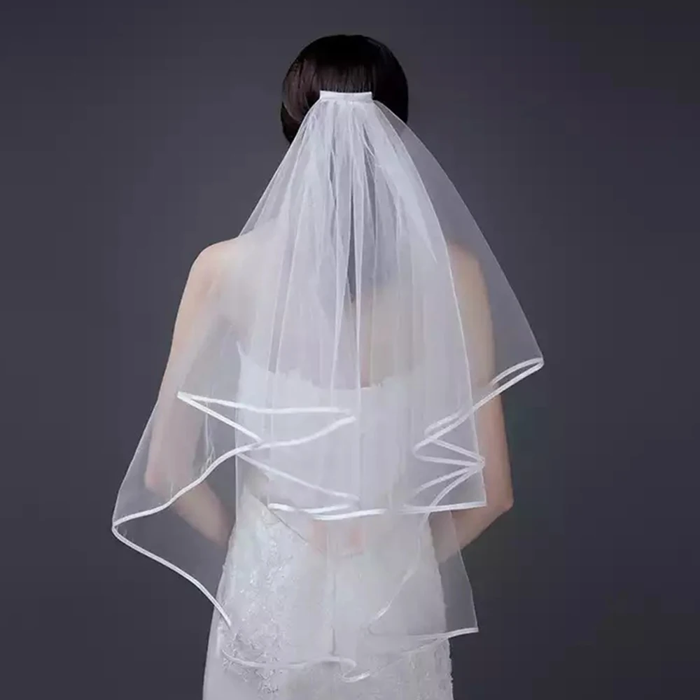 Aviana-velo de novia de dos capas, velo de tul corto blanco marfil con peine, accesorios de boda