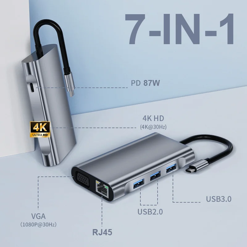 

usb c hub Type C To HDMI-Compatible 4K Adapter 5GB HUB USB 3.0 100W PD Fast Charge For MacBook Pro Air usb c docking station