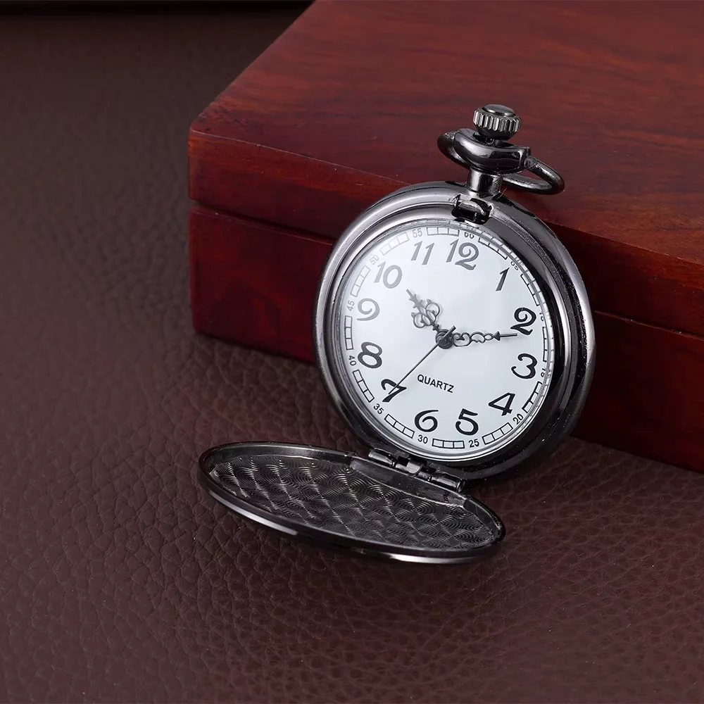 My Friend Today vintage sleek large quartz pocket watch wall watch in black letched English