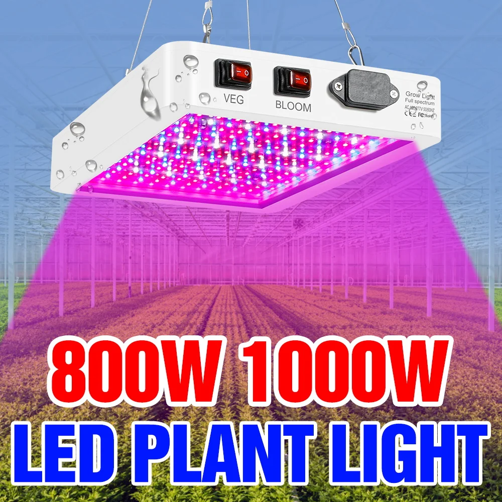 

1000 Вт светодиодный светильник для выращивания растений, полный спектр, квантовая доска, ИК-УФ-лампа для выращивания растений для теплицы, палатки, цветов, овощей, заполняющего освещения