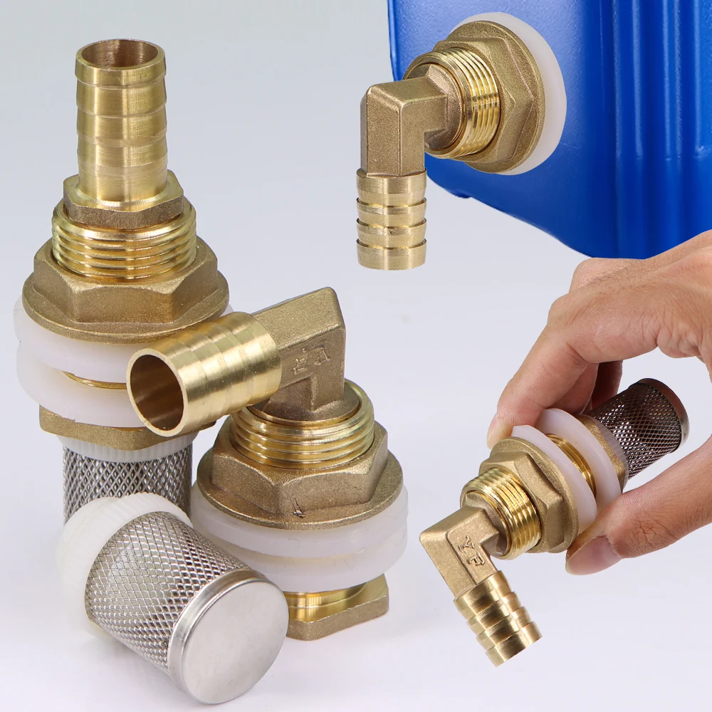 

1/2" 3/4" 6-19mm Brass Pagoda Joint Water Tank Adapter 304 Stainless Steel Filter Screen Garden Irrigation Aquarium Fish Tank