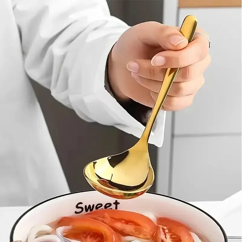 

1Pc Stainless Steel Thickening Spoon Creative Long Handle Hotel Hot Pot Spoon Soup Ladle Home Kitchen Essential Tools Soup Spoon