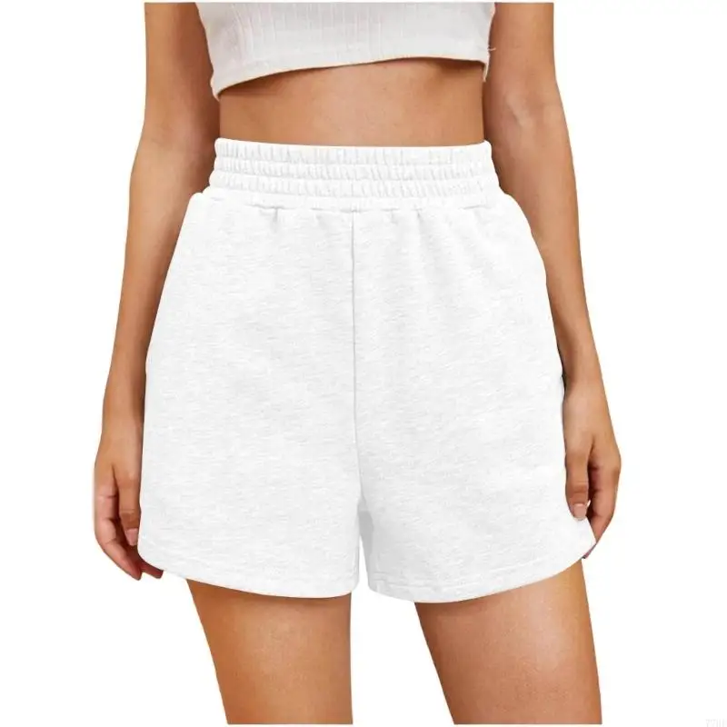 

77HE Women‘s High Waist Sweat Shorts with Drawstring & Pockets, Running Yoga Shorts for Casual