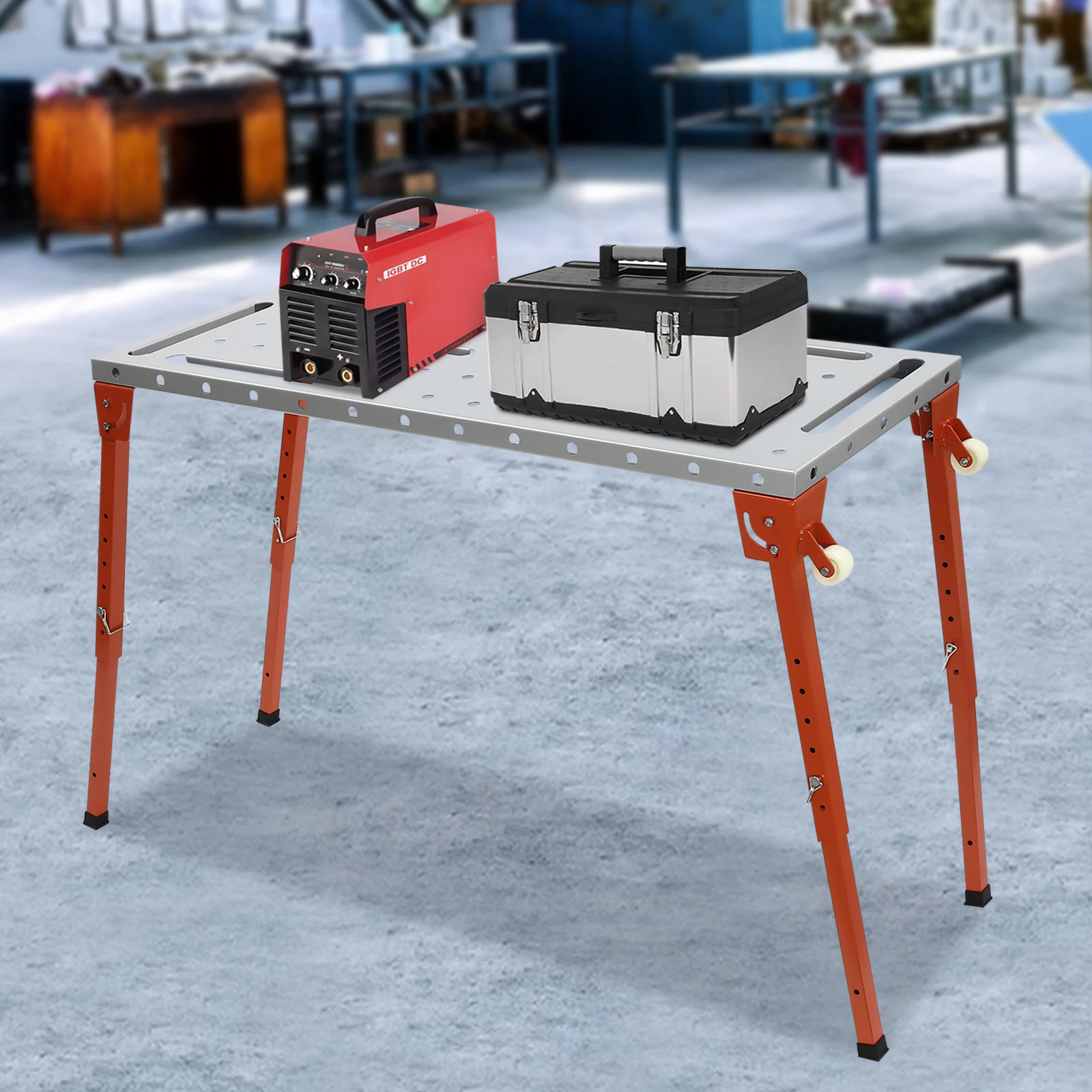 Adjustable Portable Welding Table Welding Workbench Table Folding Work Bench for Welding, Sawing, Drilling