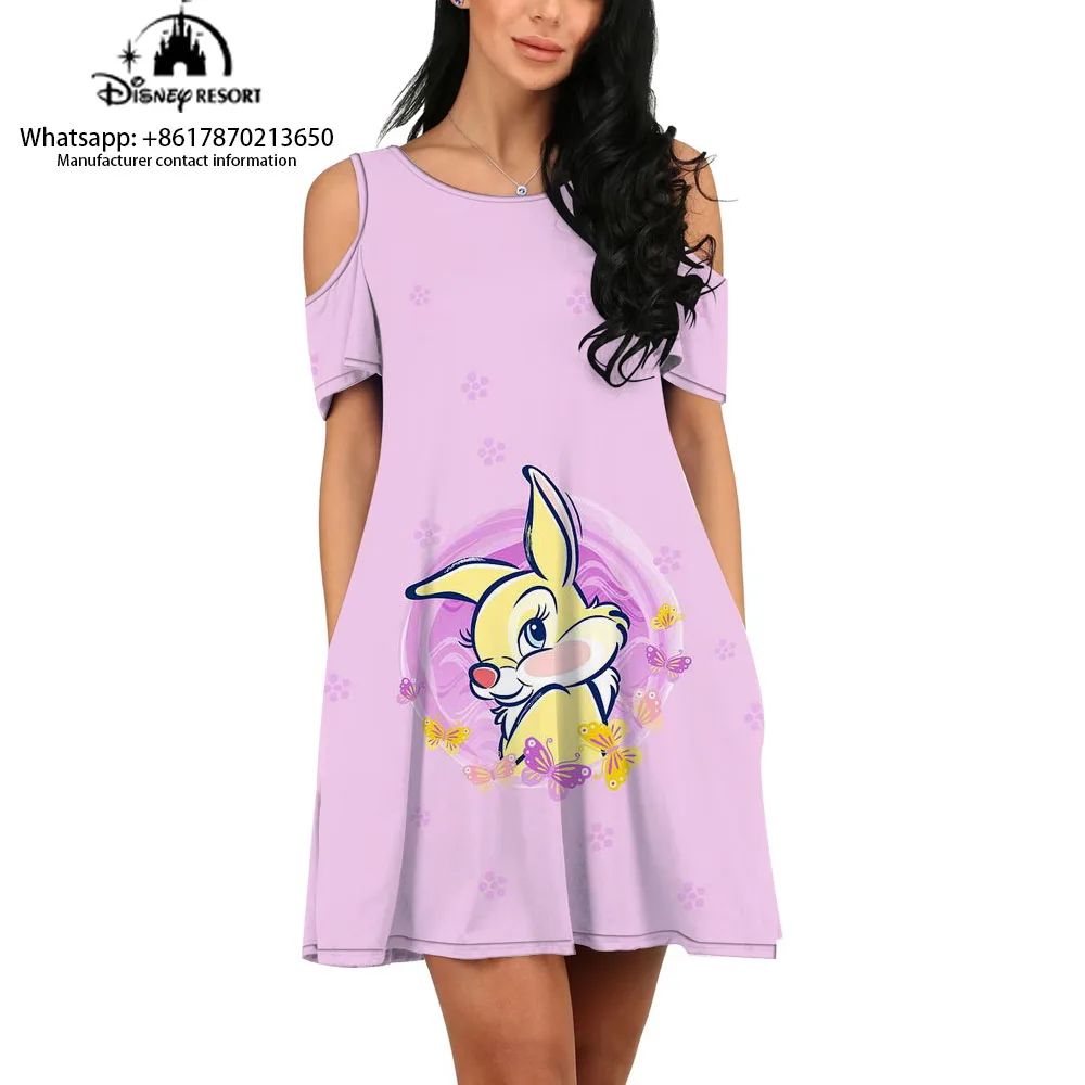 Summer 3D Dress 2024 New Fashion Women's Casual Cartoon Kitten Print Round Neck Dress