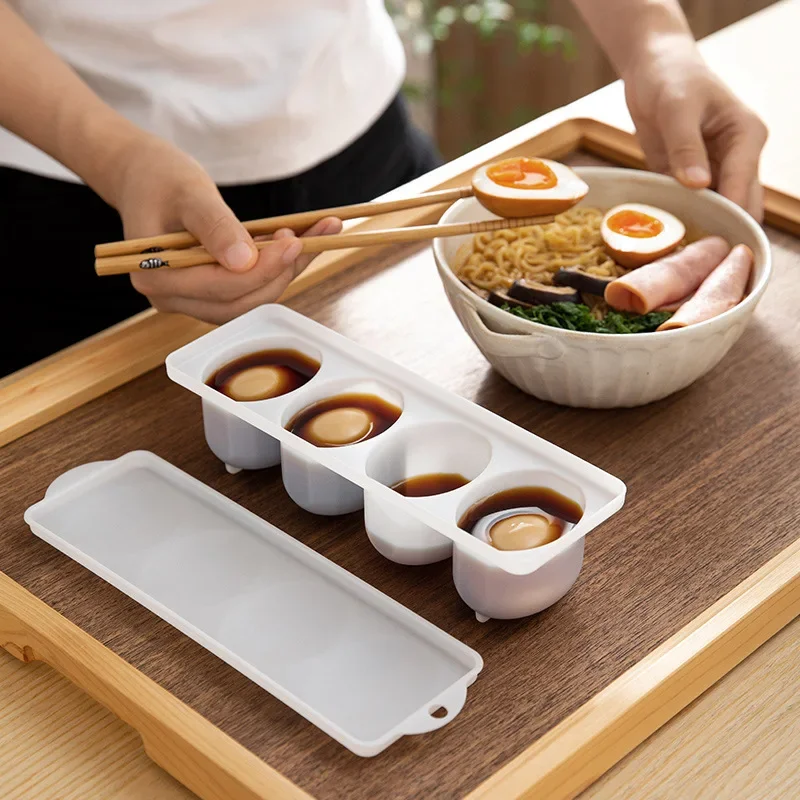 

Hot Four-lattice Pickling Tea Eggs with Crisper Box with Lid Household Creative Refrigeration Plastic Pickling Egg Box Kitchen