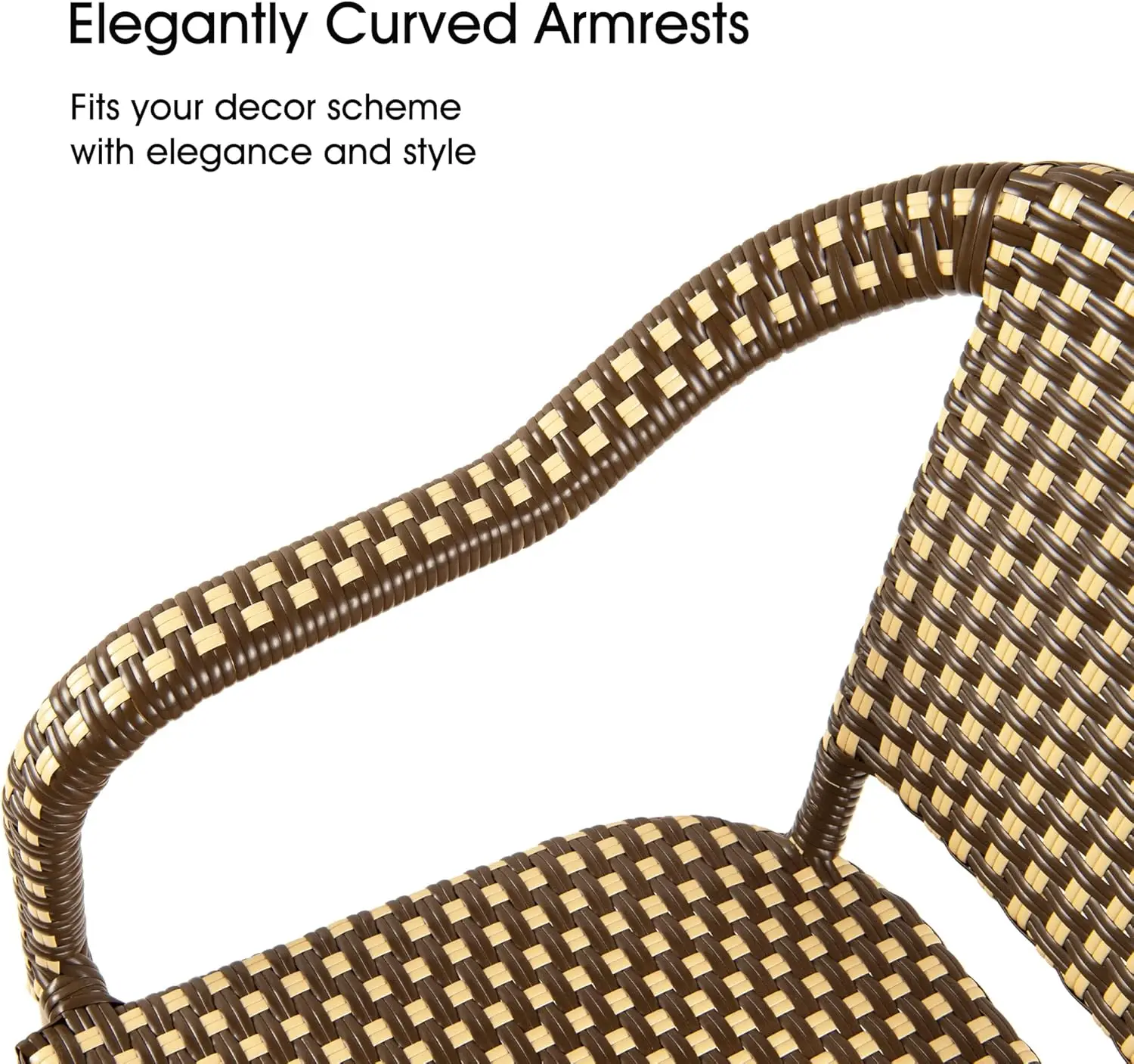 طقم كراسي بيسترو مكون من قطعتين - كراسي بذراعين من الخيزران (طباعة من الخيزران، قهوة) #4