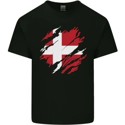 Torn Denmark Flag Danish Day Football Kids T-Shirt Childrens