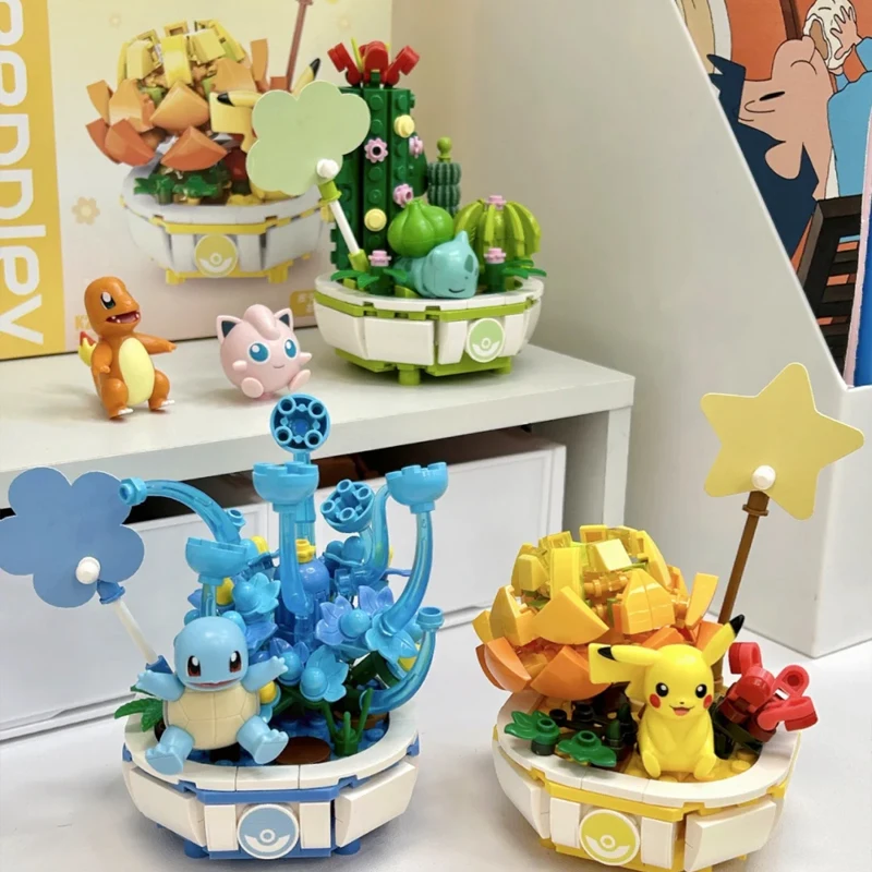 

Keeppley Pokemon Пикачу Чармандер Сквиртл серии строительный блок мультяшное растение в горшке цветок кирпич настольный декор игрушка детский подарок