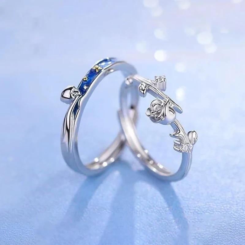 Anillo Irregular con Forma de Flor y Estrella en Color Plateado para Mujer, Joyería de Moda de Lujo Ligero, Accesorios Ajustables de Tendencia