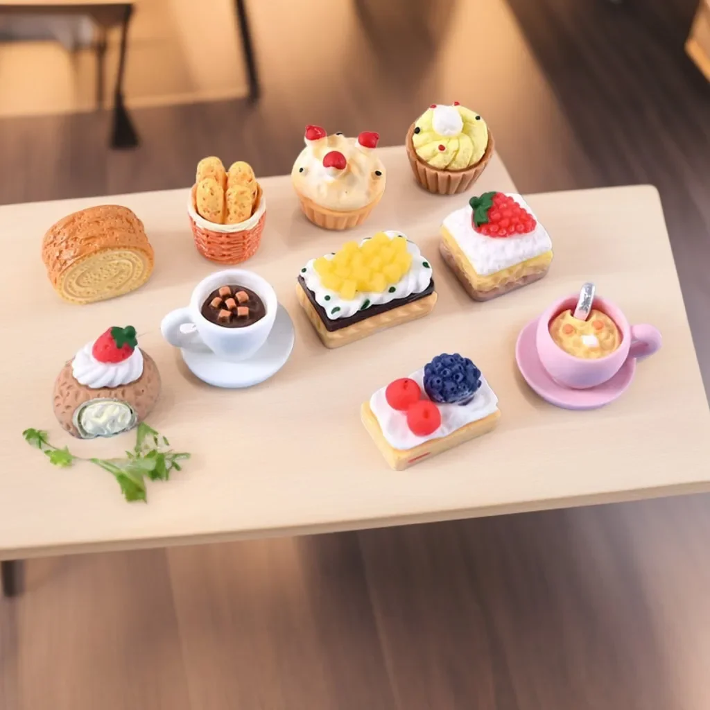 الإفطار الخبز البسكويت كريم الغراء المواد الراتنج مصغرة الصالحة للأكل لعب اللعب الملحقات الصغيرة اليدوية DIY الملحقات