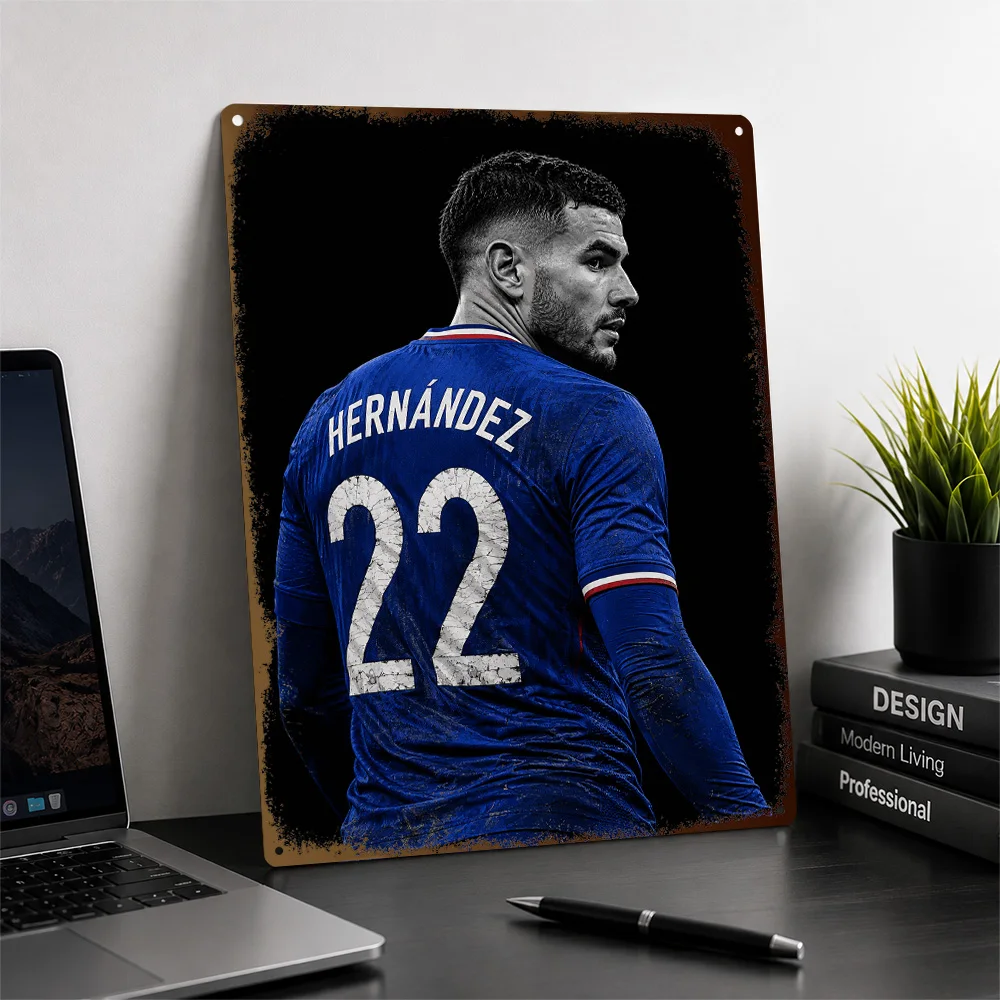 Theo Hernández Football Printed Poster Customized Metal Sign Club Legacy Style Wall Art For Fan Lounge And Entertainment Space