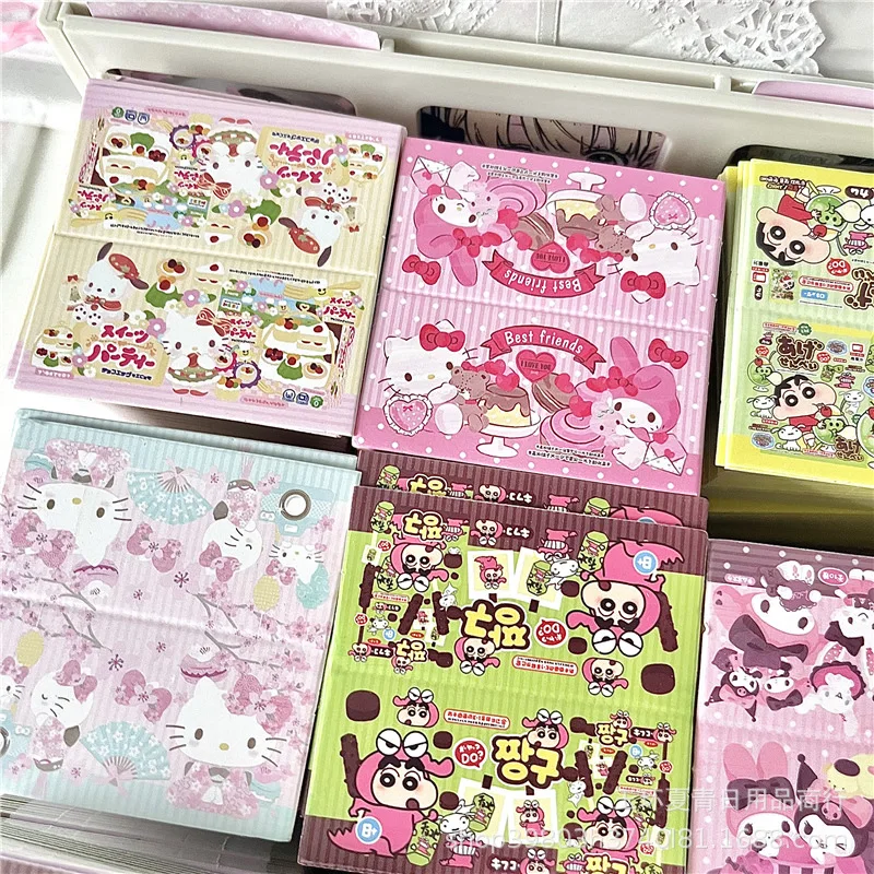 120pcs Cute Sanrio Kt Pattern Card Packaging Packaging Materials Folding Card Cartoon Mixed Biscuit Rope Small Gift Packaging