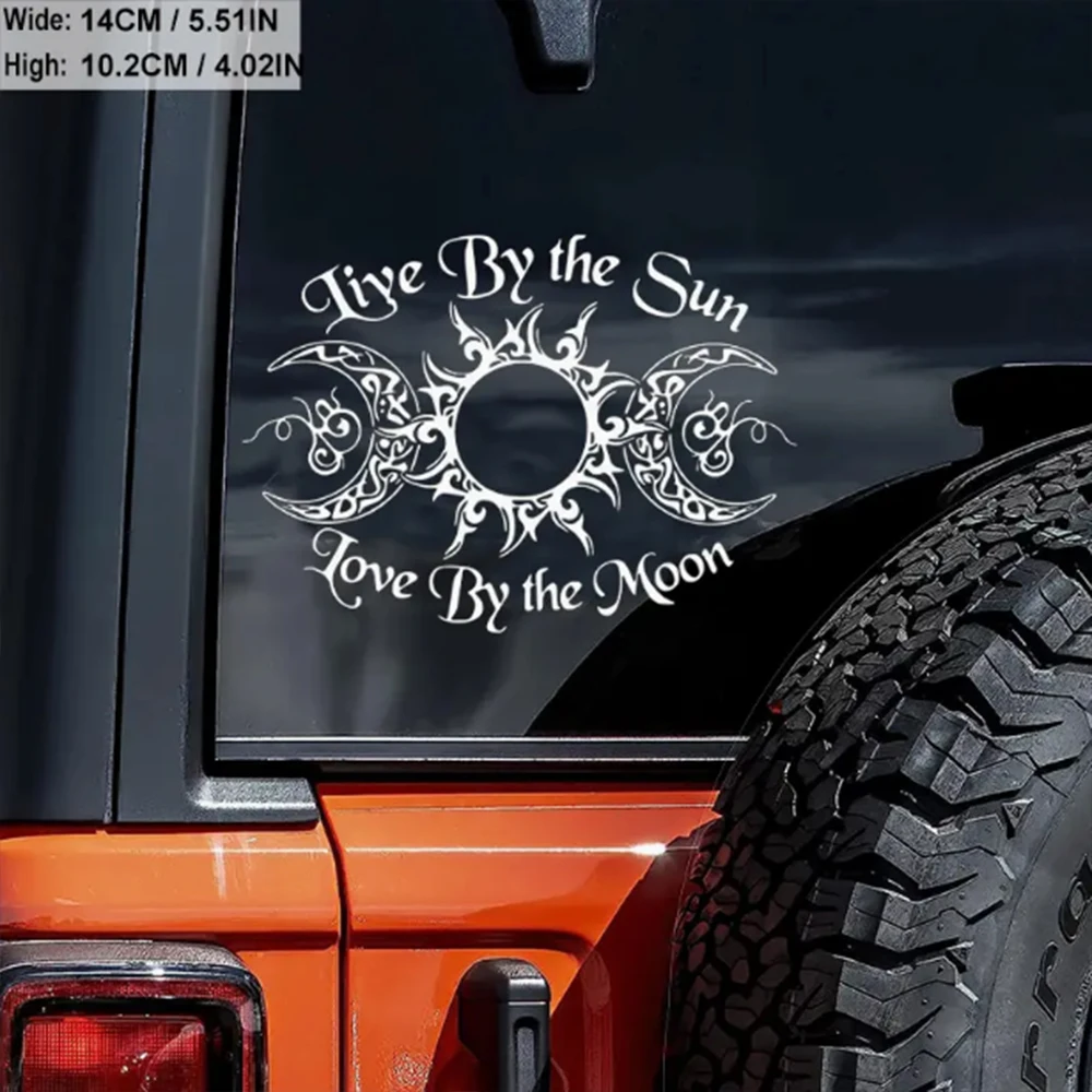 Live By The Sun Love By The Moon Witch Runes Goddess Naklejki samochodowe na laptopa, butelkę, ciężarówkę, telefon, motocykl, okno, ścianę — zdjęcie 3