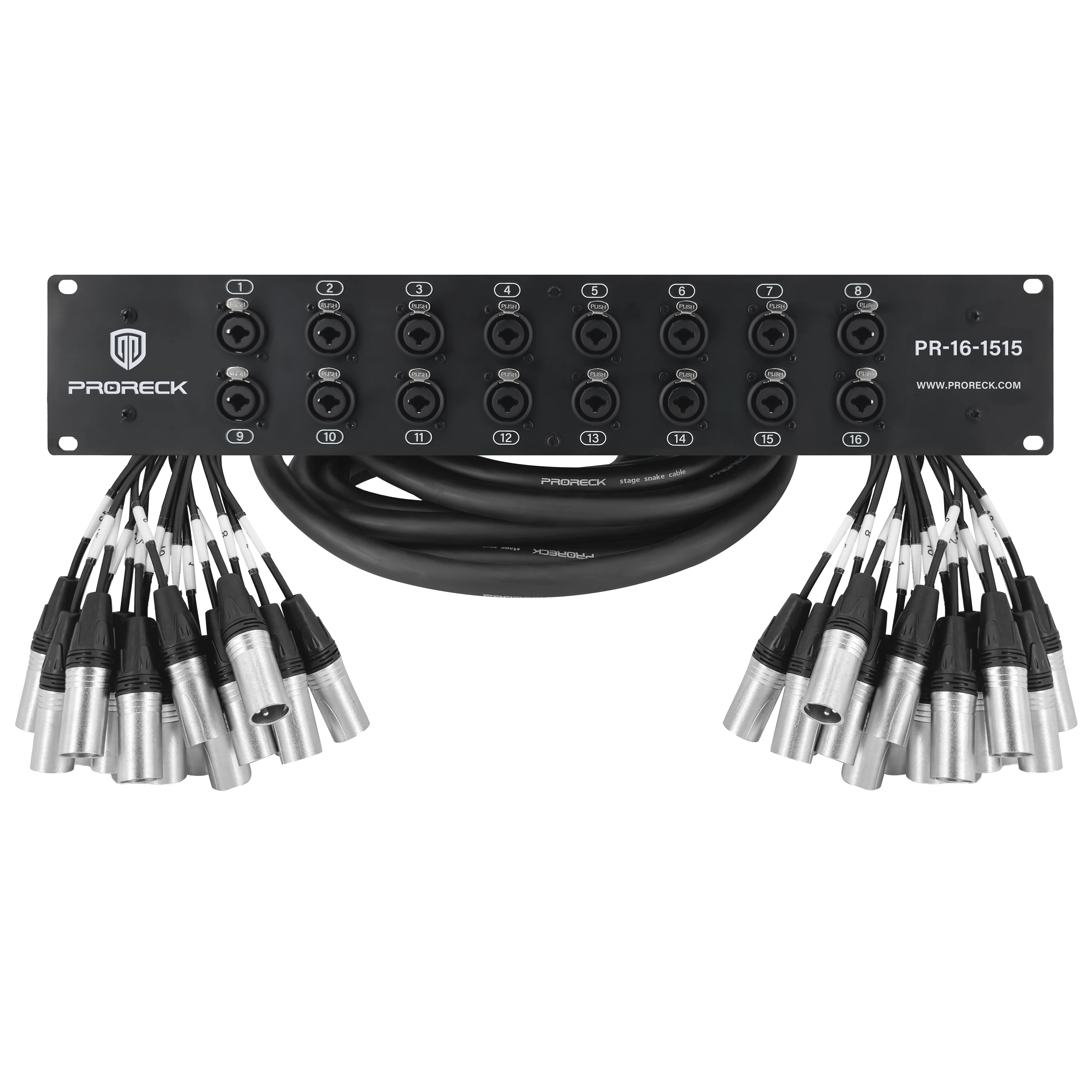 PRORECK Cables de serpiente divisor de montaje en rack de 16 canales XLR TRS Combo para distribución de audio