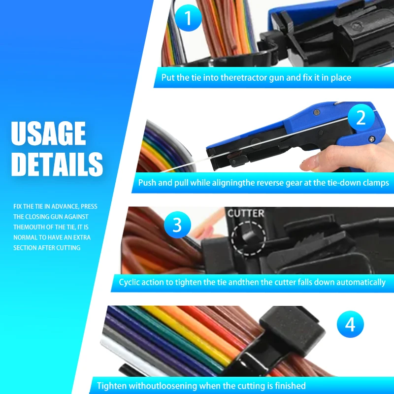 1 قطعة رباط للكابل النايلون بندقية HS-600A أداة التثبيت والقطع الخاصة ، أداة ربط كابل التوتر القابلة للتعديل مع القطع