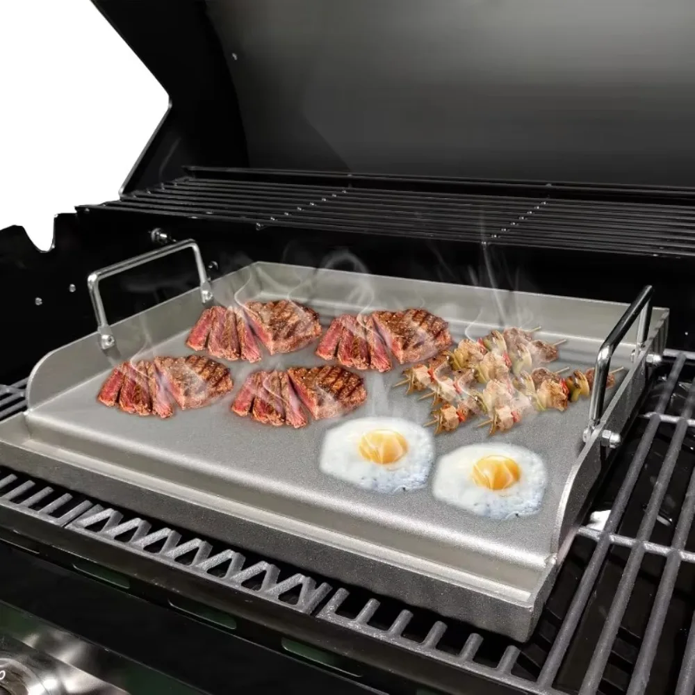 

New upgrade Universal Fry Griddle for Gas Grill, 25"x 16” Metal Cooking Griddle Pan Large Flat Top Plate for Gas Stove,Charcoal