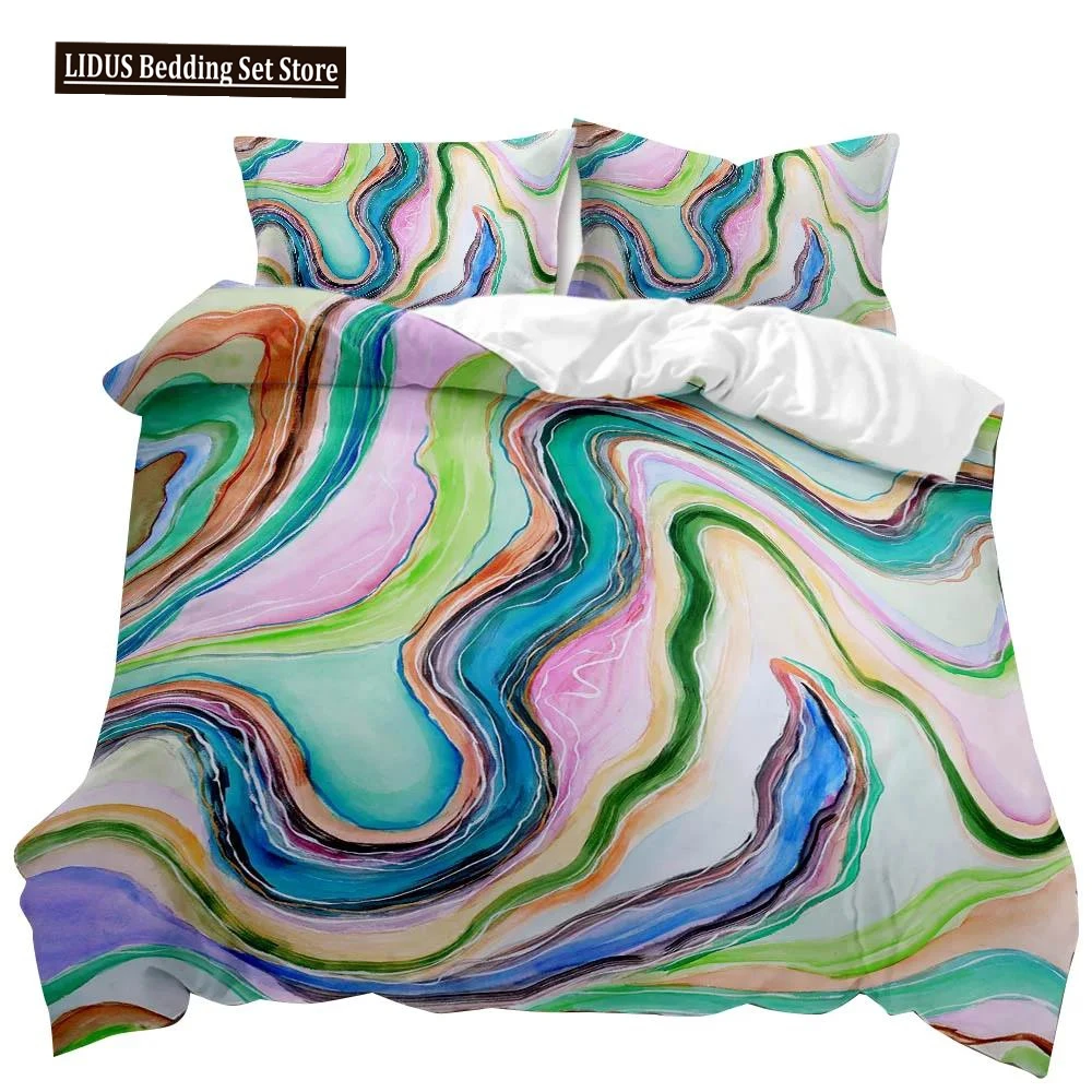 Geometric Pattern Duvet Cover Set Abstract Colorful Geometric Figures Bedding Set Double Queen King Size Polyester Qulit Cover