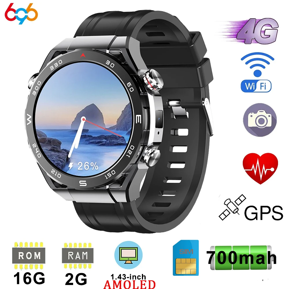 

New Sim Card 4G Call GPS Smart Watches 2GB RAM 16GB ROM APP Download Camera Health Voice Assistant Smartwatch Accessible Chat